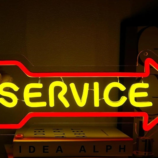 Vivid Bright Red Arrow “Service” Sign LED Light Business Shop Wall Sign