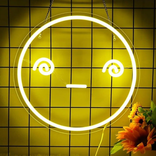 Fun Vivid Bright Confused Smiley Face LED Night Light Room Wall Decor