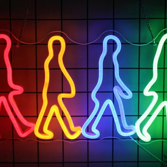 Fun Bright Colorful The Beatles English Rock Band LED Light Wall Music Decor