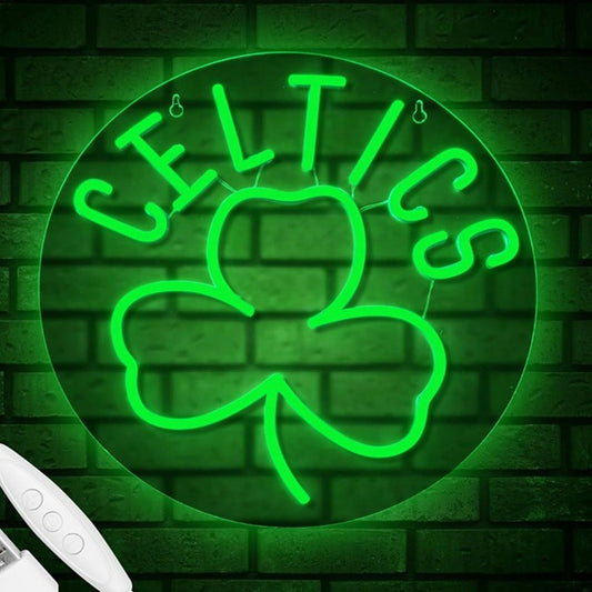 Bright Green Celtics Basketball LED Light NBA Sport Room Wall Decoration