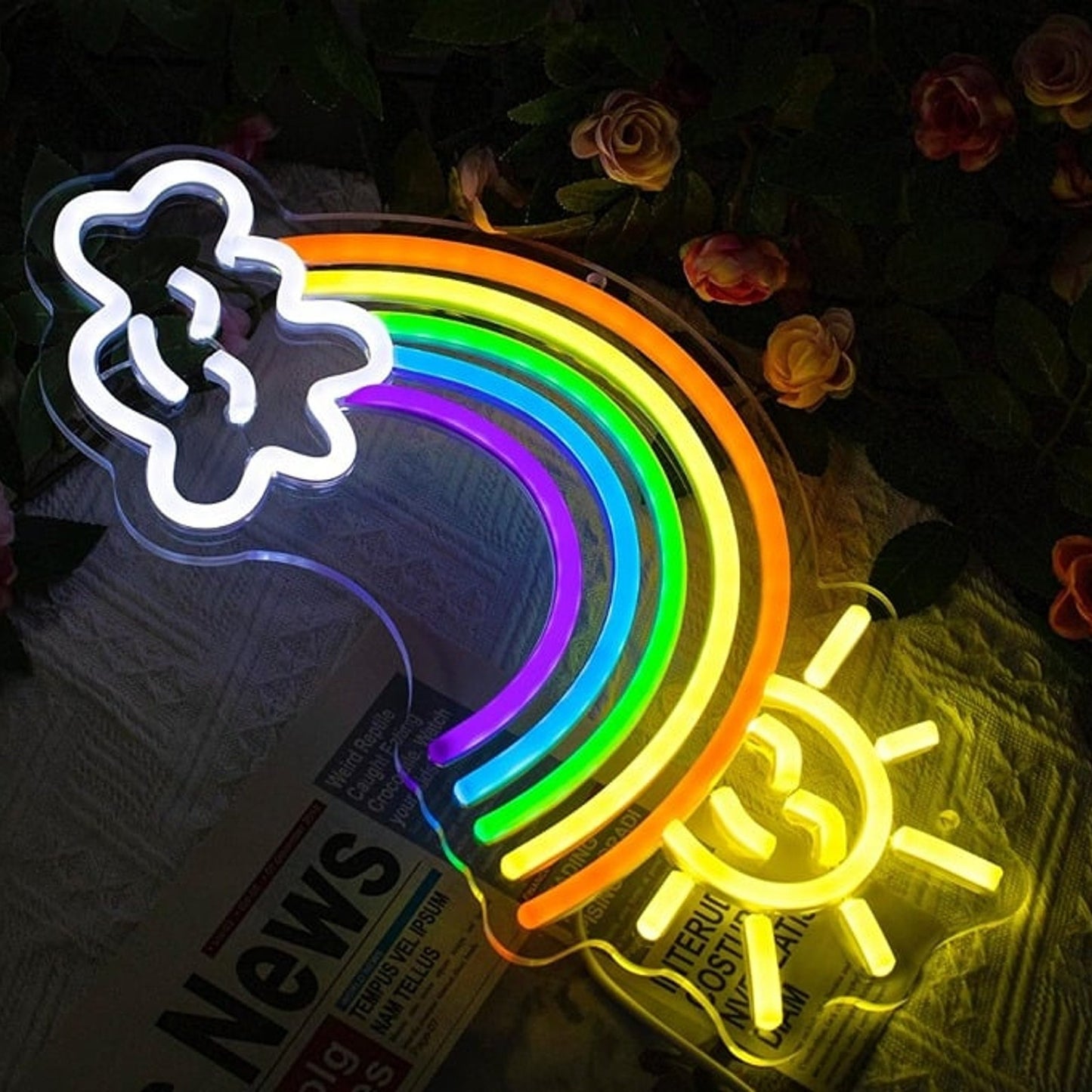 Fun Bright Happy Sun, Cloud & Rainbow LED Night Light Room Wall Decor