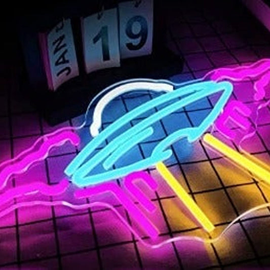 Lovely Bright Alien UFO Spaceship Pink Cloud LED Night Light Room Wall Decor