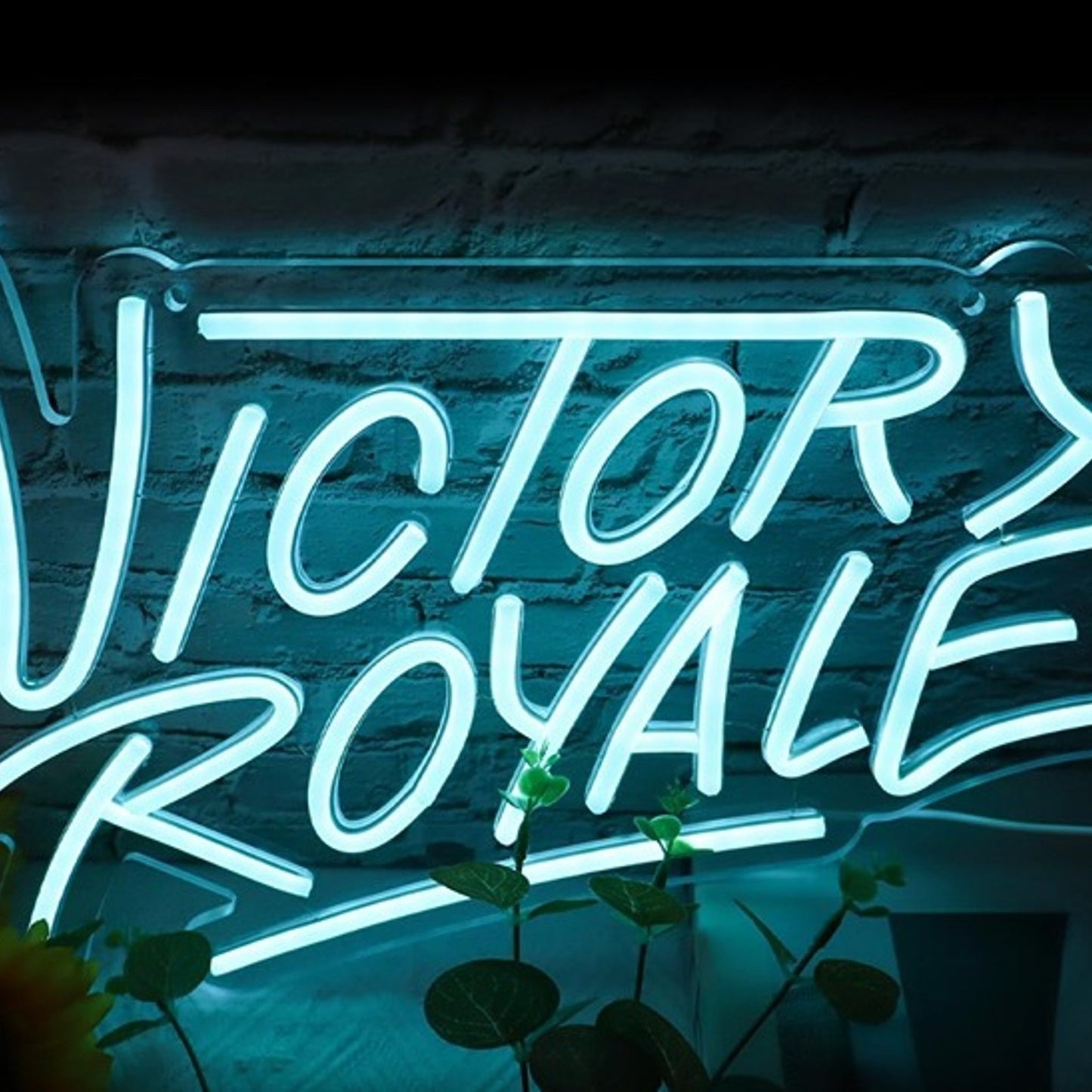 Vivid Bright Blue “Victory Royale” LED Night Light Room Wall Decoration