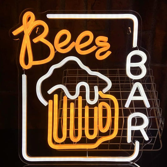 Fun Bright White / Yellow Beer Bar LED Night Light Wall Decoration