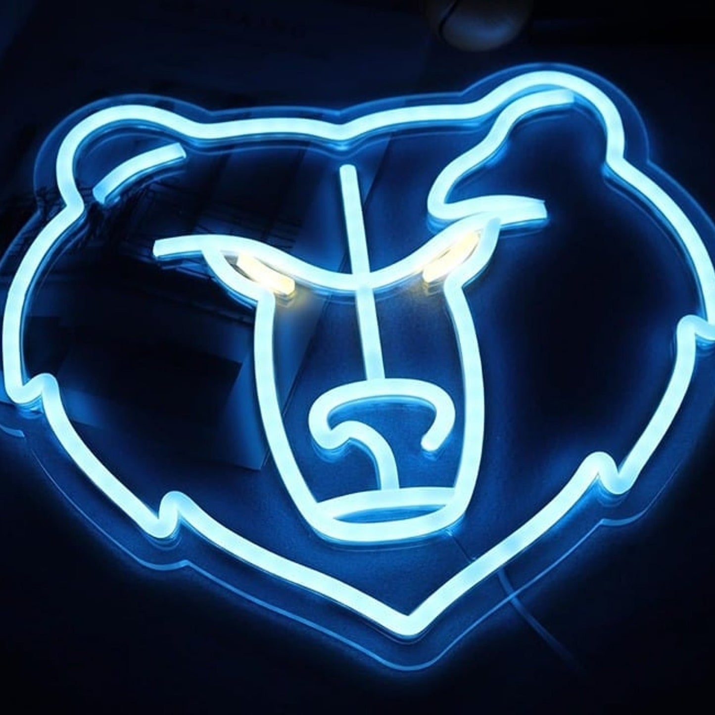 Vivid Bright Blue Memphis Grizzlies LED Night Light NBA Basketball Neon Decor