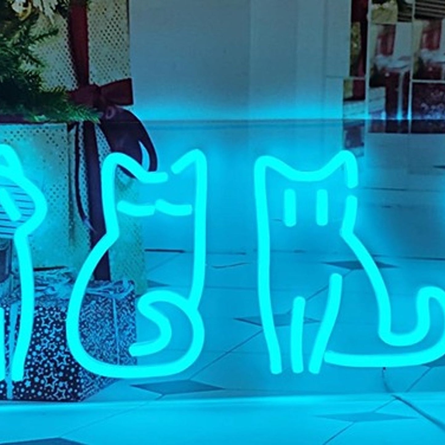 Lovely Bright Blue Kitty Cats LED Night Light Room Wall Decoration
