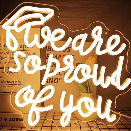 Vivid Bright White “We Are So Proud of You” LED Night Light Graduation Decor
