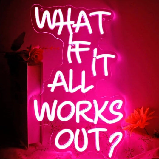 Vivid Bright Pink “What if it All Works Out?” LED Night Light Positive Decor