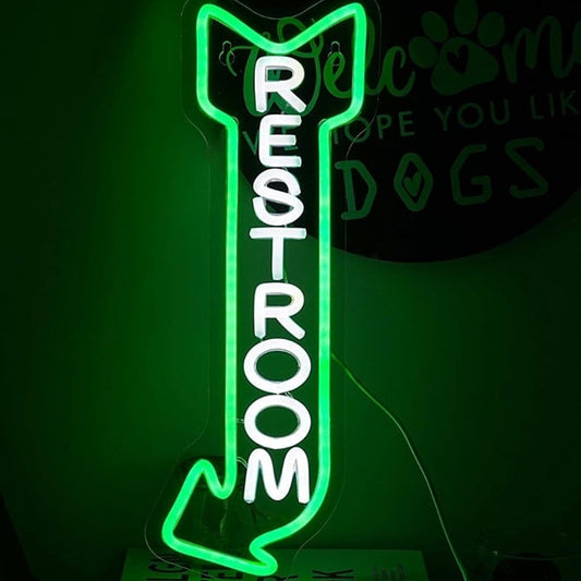 Vivid Bright Green Arrow Restroom Arrow LED Night Light Store Shop Room