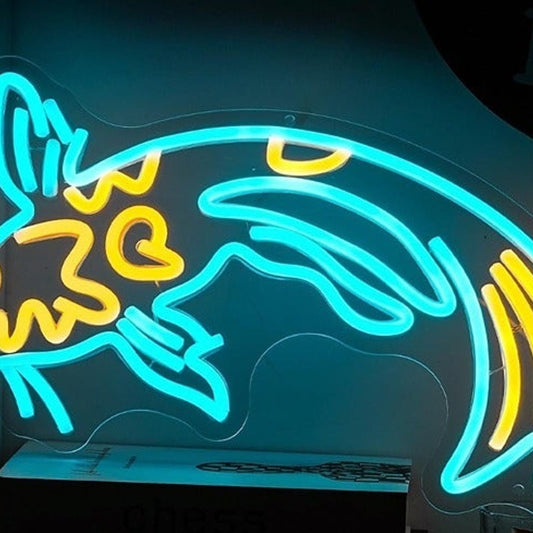Vivid Bright Yellow/Blue Japanese Koi Fish LED Night Light Room Wall Decor