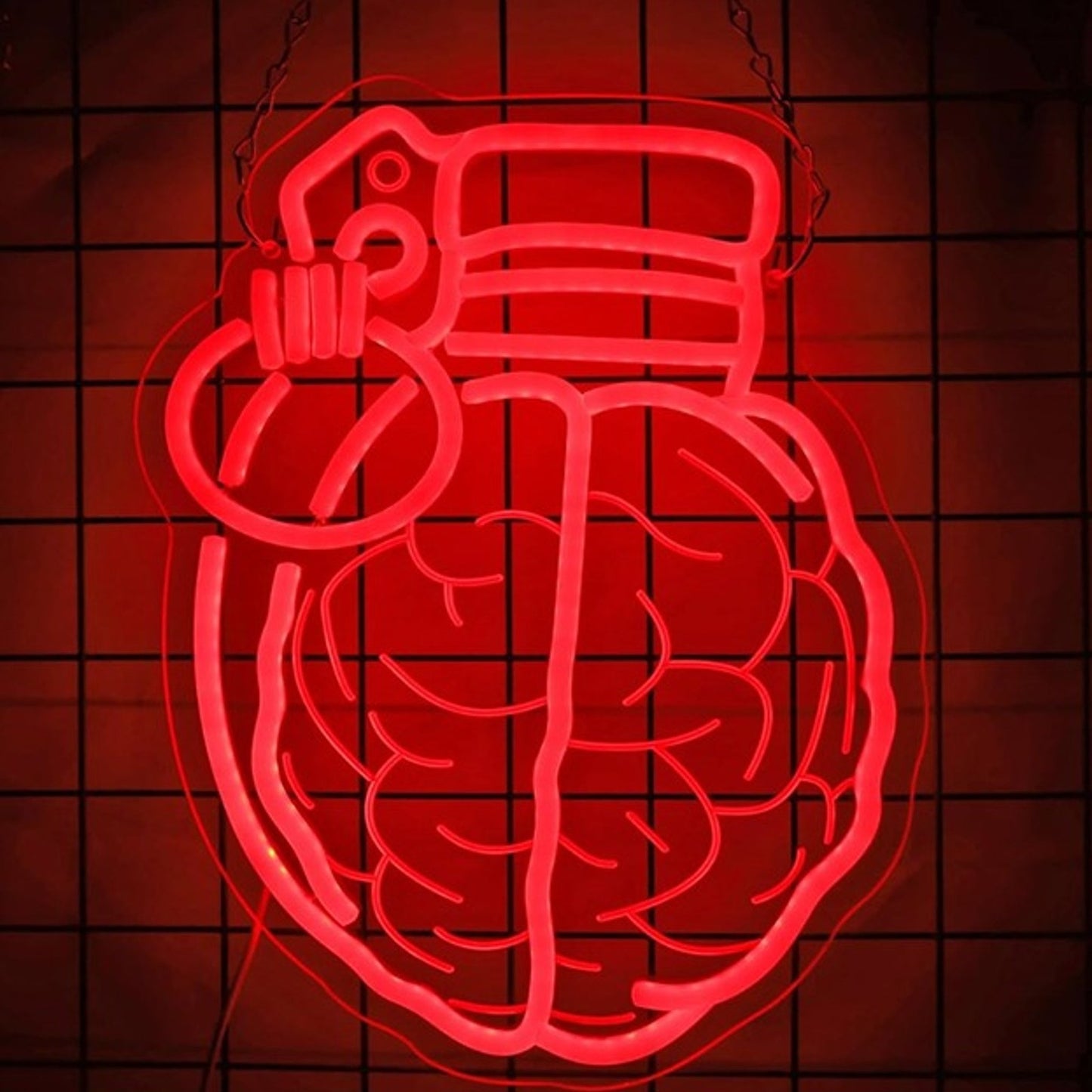 Fun Bright Red Brain Grenade LED Night Light Room Wall Decoration