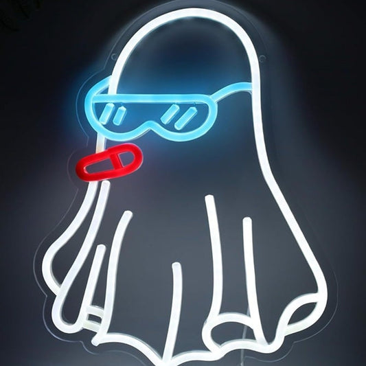 Fun Bright Cool Ghost in Blue Sunglasses LED Night Light Halloween Decoration