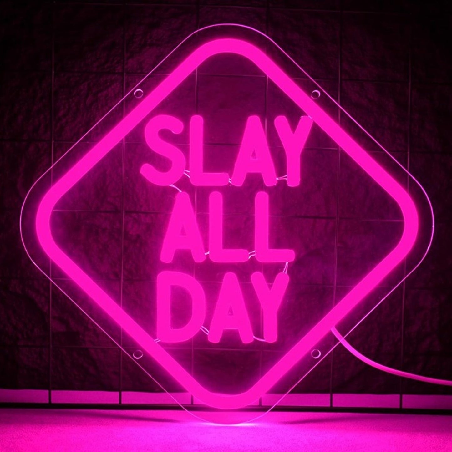 Fun Bright Pink “Slay All Day” LED Night Light Room Wall Decoration