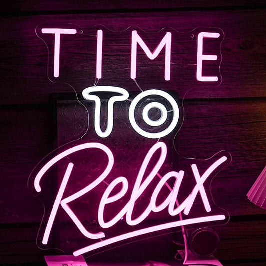 Lovely Bright Pink “Time to Relax” LED Night Light Room Wall Decoration