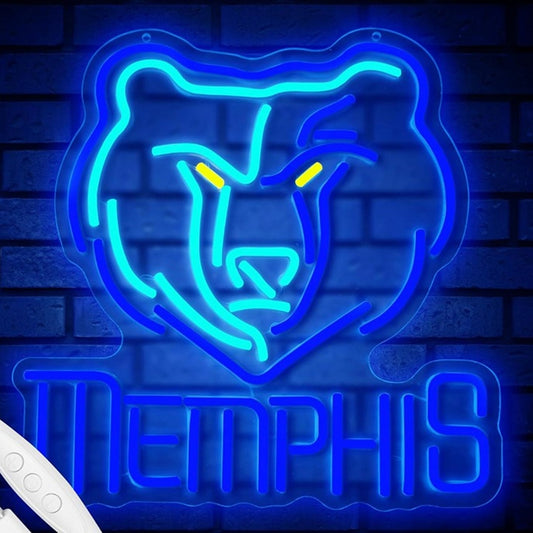 Bright Blue Memphis Grizzles Basketball LED Light NBA Sport Room Wall Decoration