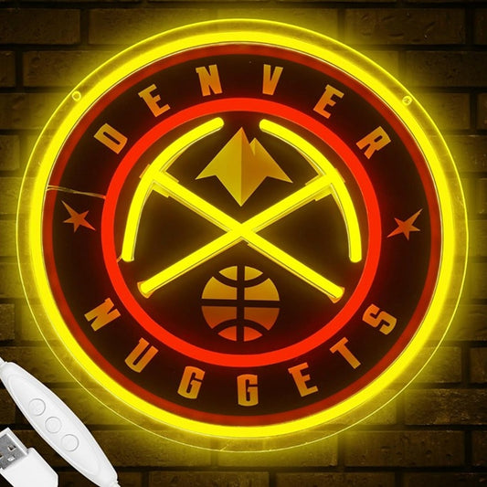 Vivid Bright Denver Nuggets Basketball LED Light NBA Sport Room Wall Decoration