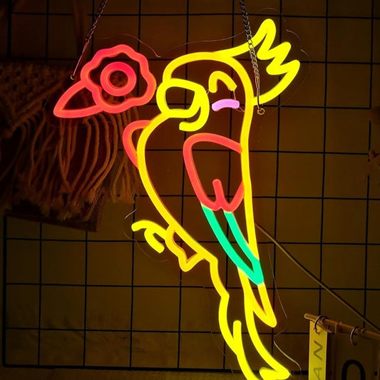 Lovely Bright Rainbow Wing Happy Parrot LED Night Light Room Wall Decoration
