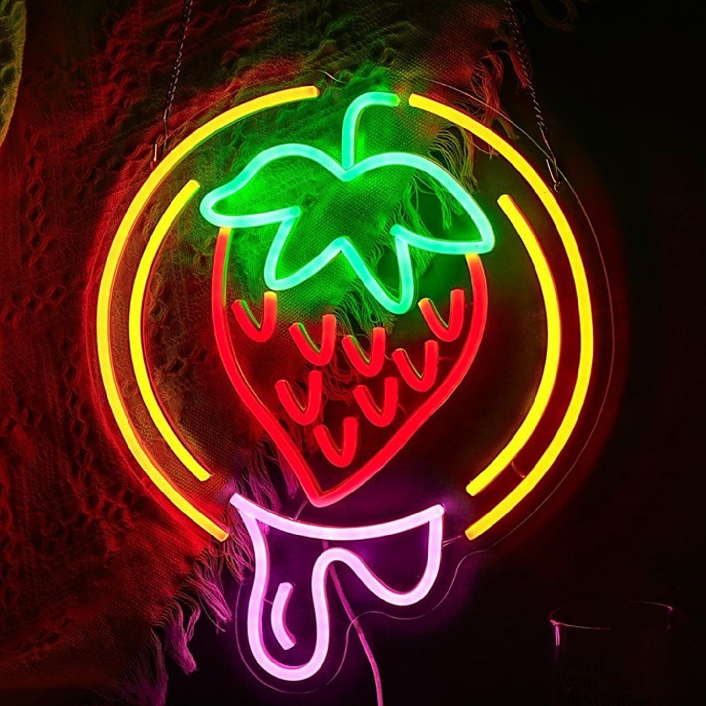 Tasty Bright Colorful Strawberry LED Night Light Room Wall Decoration