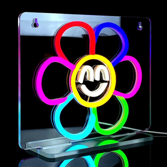 Lovely Happy Rainbow Flower LED Night Light Lamp Room Decor