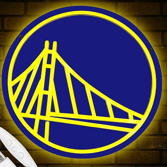Vivid Bright Golden State Warriors Basketball Light NBA Sport Room Wall Decor