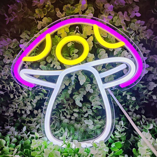 Lovely Bright Plump Fat Purple Mushroom LED Night Light Room Wall Decoration