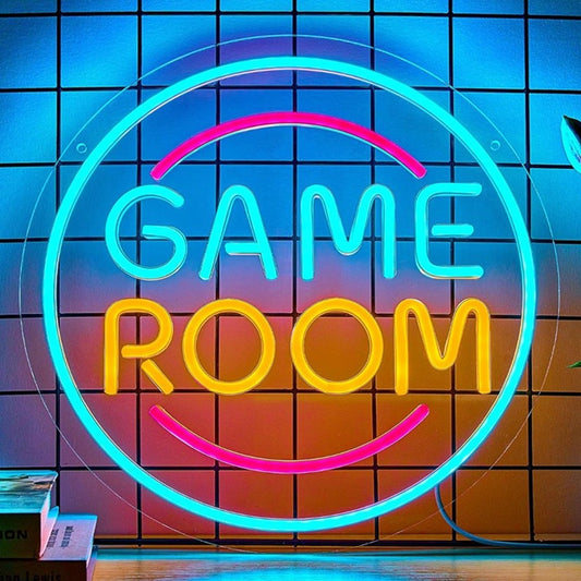 Fun Vivid Bright Game Room Circle Sign LED Night Light Wall Arcade Decoration