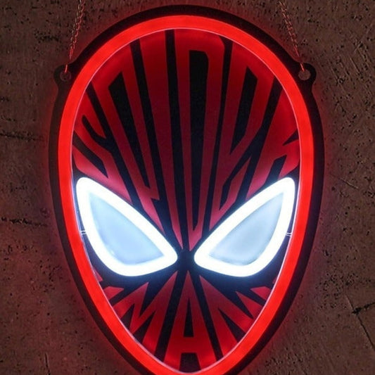 Fun Vivid Bright Red Spiderman Mask LED Night Light Super Hero Decor