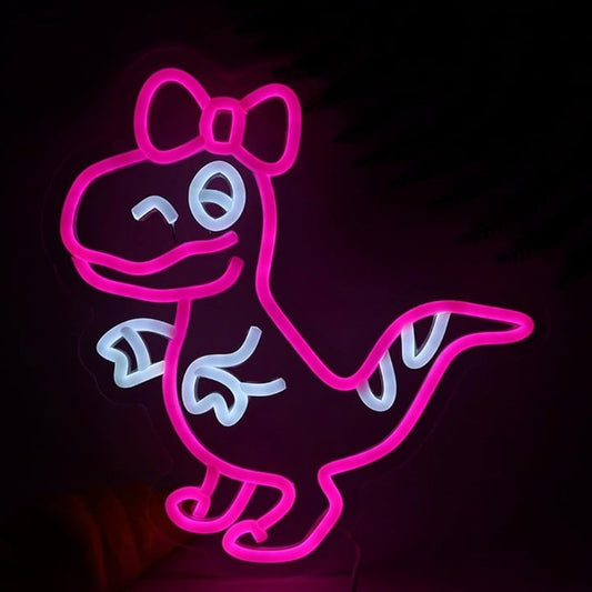 Lovely Bright Pink Box T-Rex Dinosaur LED Night Light Room Wall Decoration