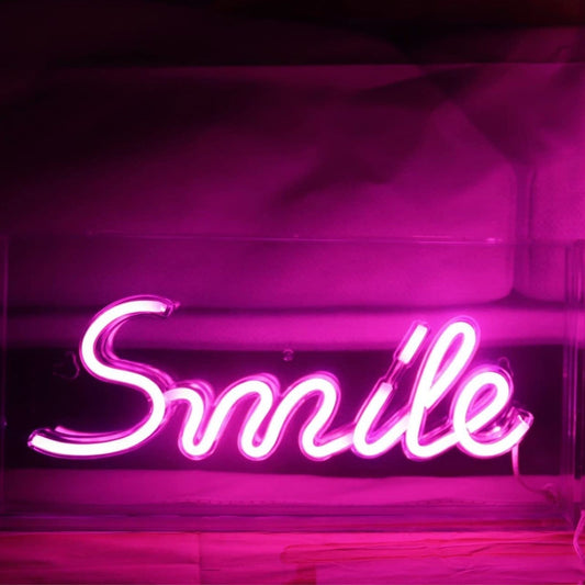 Lovely Bright Pink Smile LED Night Light Box Table Top Lamp Room Fruit Decor