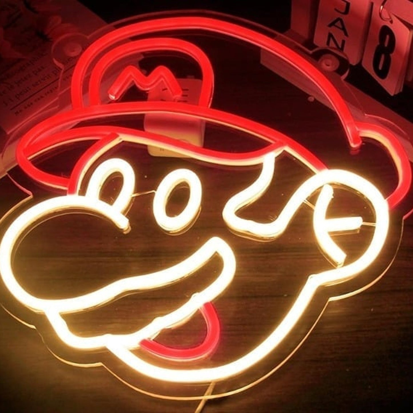 Fun Bright Happy Mario LED Night Light Video Game Room Wall Decor