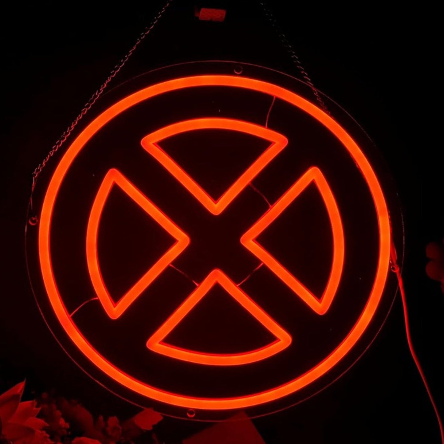 Vivid Bright Red Circle X LED Night Light Room Wall Decoration