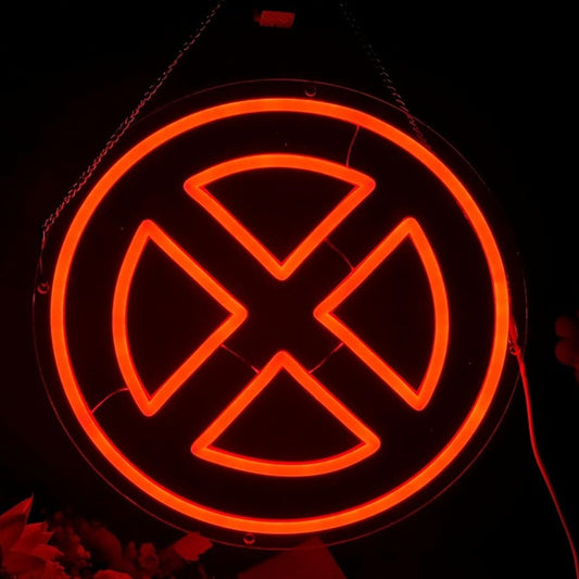 Vivid Bright Red Circle X LED Night Light Room Wall Decoration