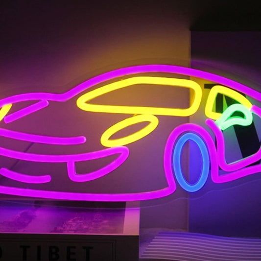 Fun Bright Pink Sport Super Car LED Night Light Garage Wall Room Racing Decor