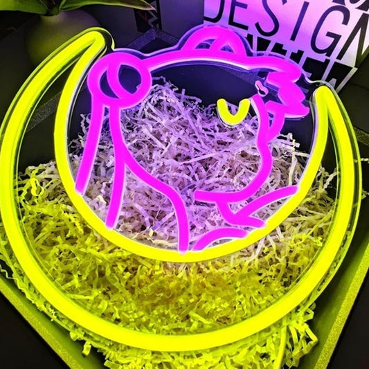Lovely Bright Pink/Yellow Sailor Moon LED Night Light Anime Room Wall Decor
