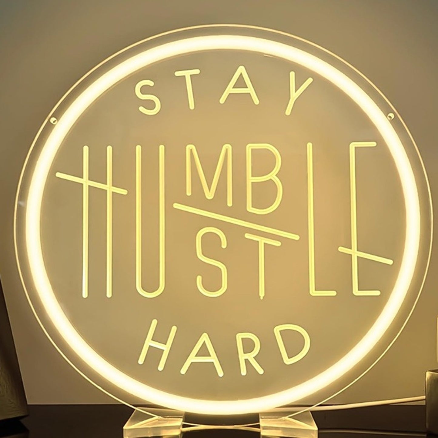 Motivational Warm “Stay Humble / Hustle Hard” LED Night Light Room Wall Decor