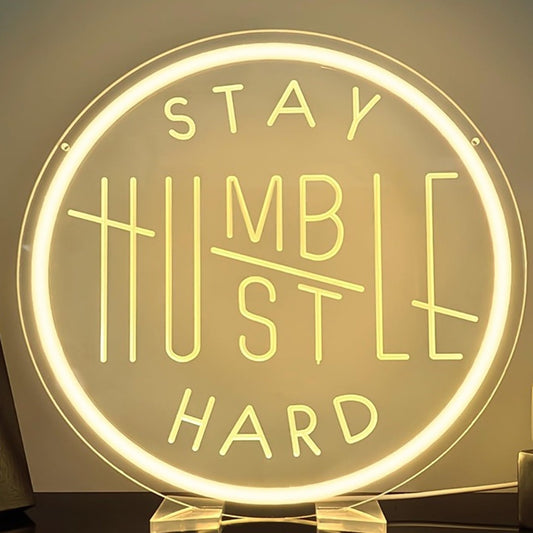 Motivational Warm “Stay Humble / Hustle Hard” LED Night Light Room Wall Decor
