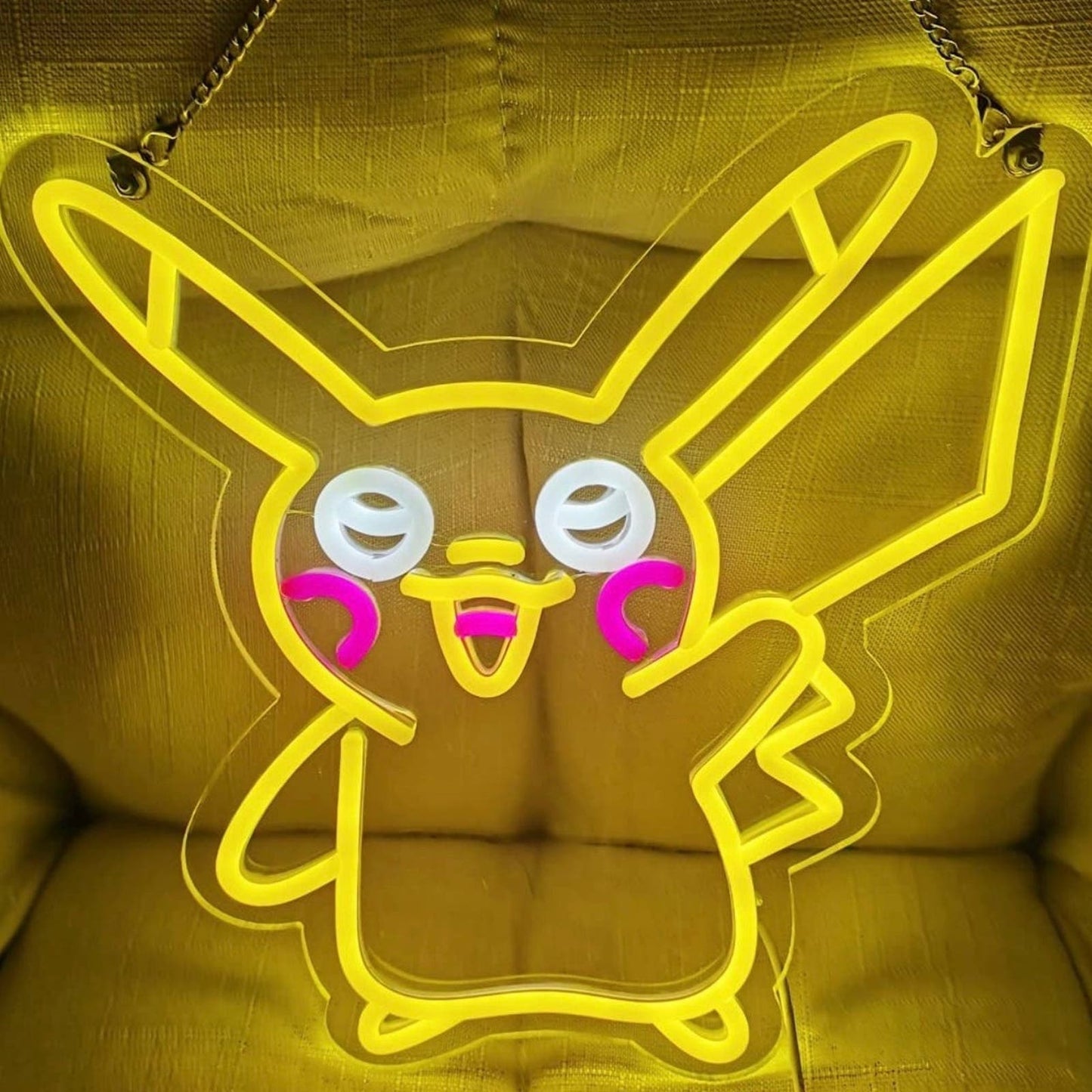 Cute Bright Yellow Waving Happy Pikachu LED Night Light Pokemon Room Wall Decor