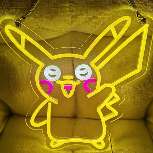 Cute Bright Yellow Waving Happy Pikachu LED Night Light Pokemon Room Wall Decor