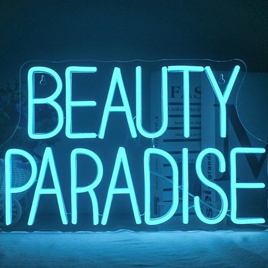 Lovely Bright Blue “Beauty Paradise” LED Light Salon Spa Room Wall Shop Decor