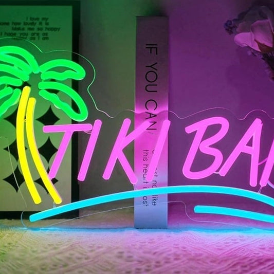 Lovely Vivid Bright Tiki Bar Palm Tree Sign LED Night Light Bar Party Decoration