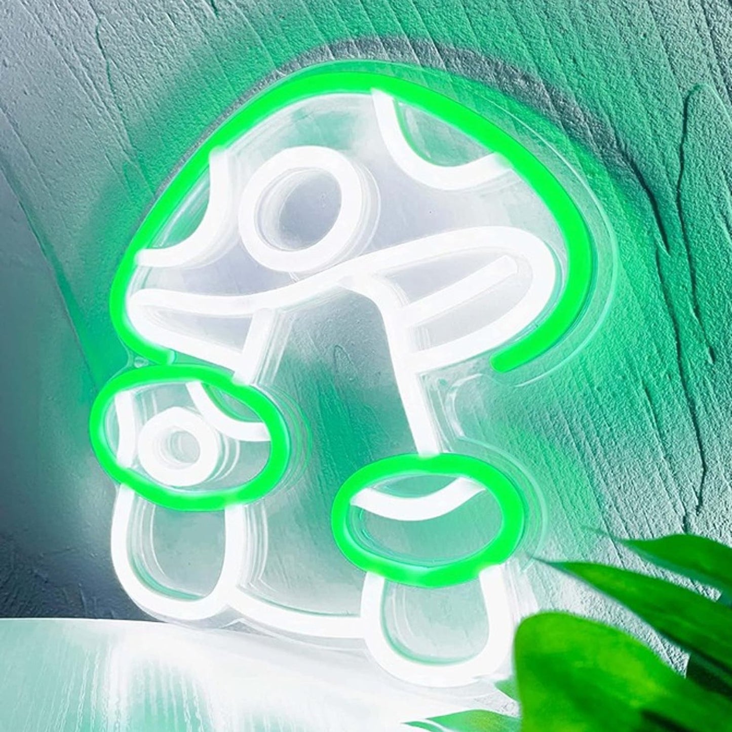 Fun Bright Green Mushroom Cluster LED Night Light Room Wall Decoration