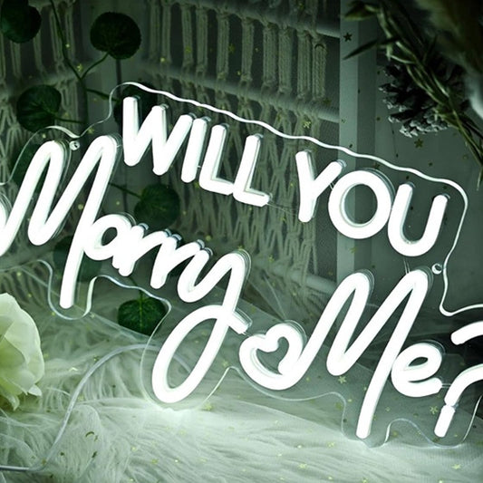 Lovely Bright White “Will You Marry Me?” Heart LED Night Light Room Wall Decor