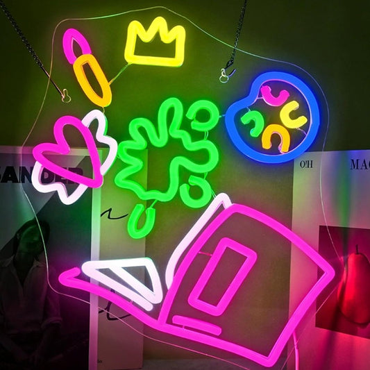 Fun Bright Colorful Exploding Pink Book LED Night Light Room Wall Decor