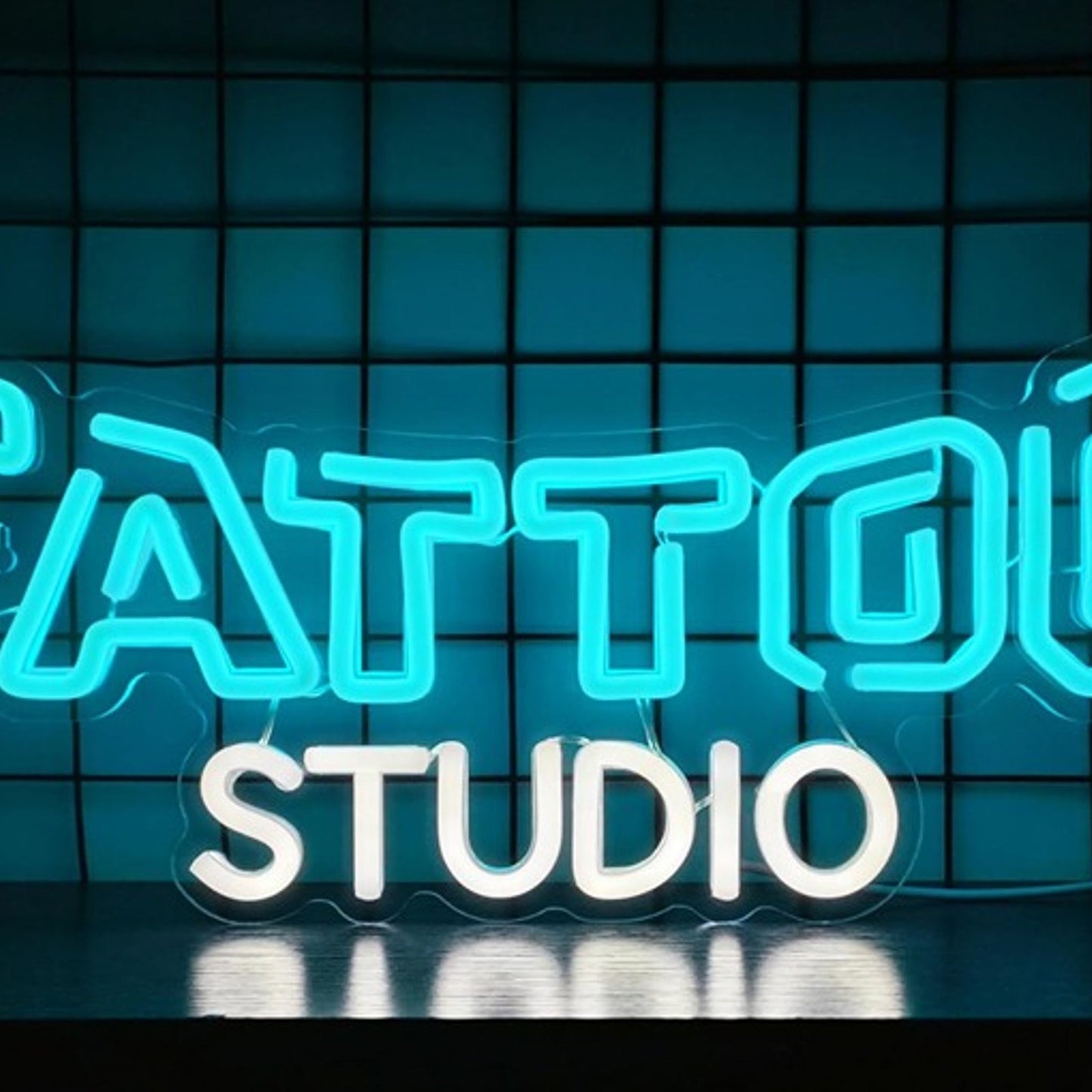 Vivid Bright Blue / White Tattoo Studio LED Night Light Business Shop Wall Decor