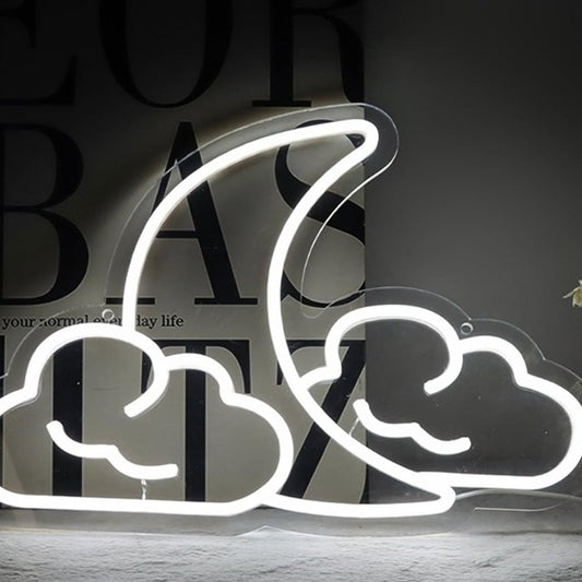 Lovely Bright Crescent Moon in Clouds LED Night Light Room Wall Decoration