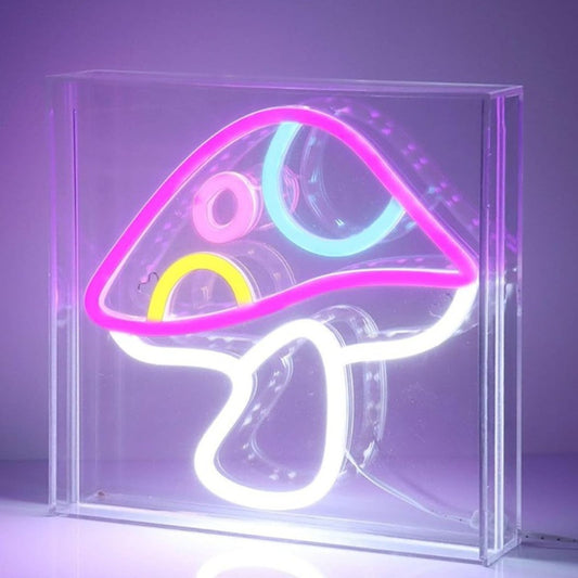 Fun Bright Purple Spotted Mushroom LED Night Light Room Wall Decoration