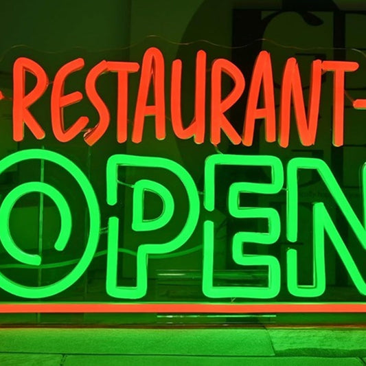 Vivid Bright Colorful “Restaurant Open” Light Store Shop Restaurant Sign Decor