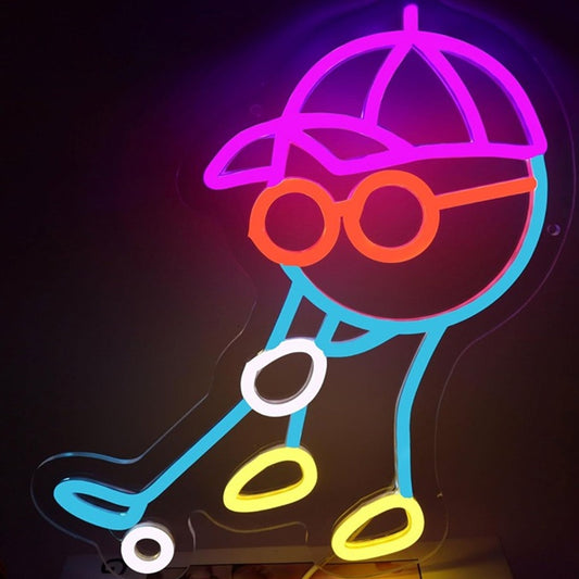Fun Bright Blue Golf Ball Man Playing Golf LED Night Light Room Wall Decoration