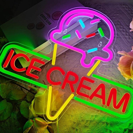 Super Tasty Bright Pink Ice Cream LED Night Light Room Wall Decoration