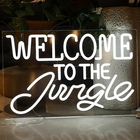 Vivid White Welcome to the Jungle LED Neon Light - Wall Decor